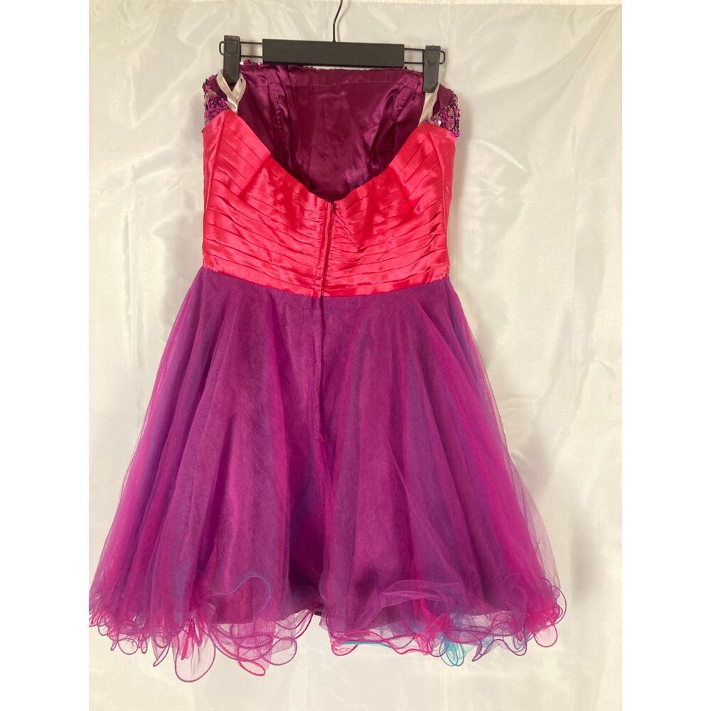 10 L Milano Fairycore purple Sequin Tulle Satin volume dress strapless mini - Picture 3 of 5